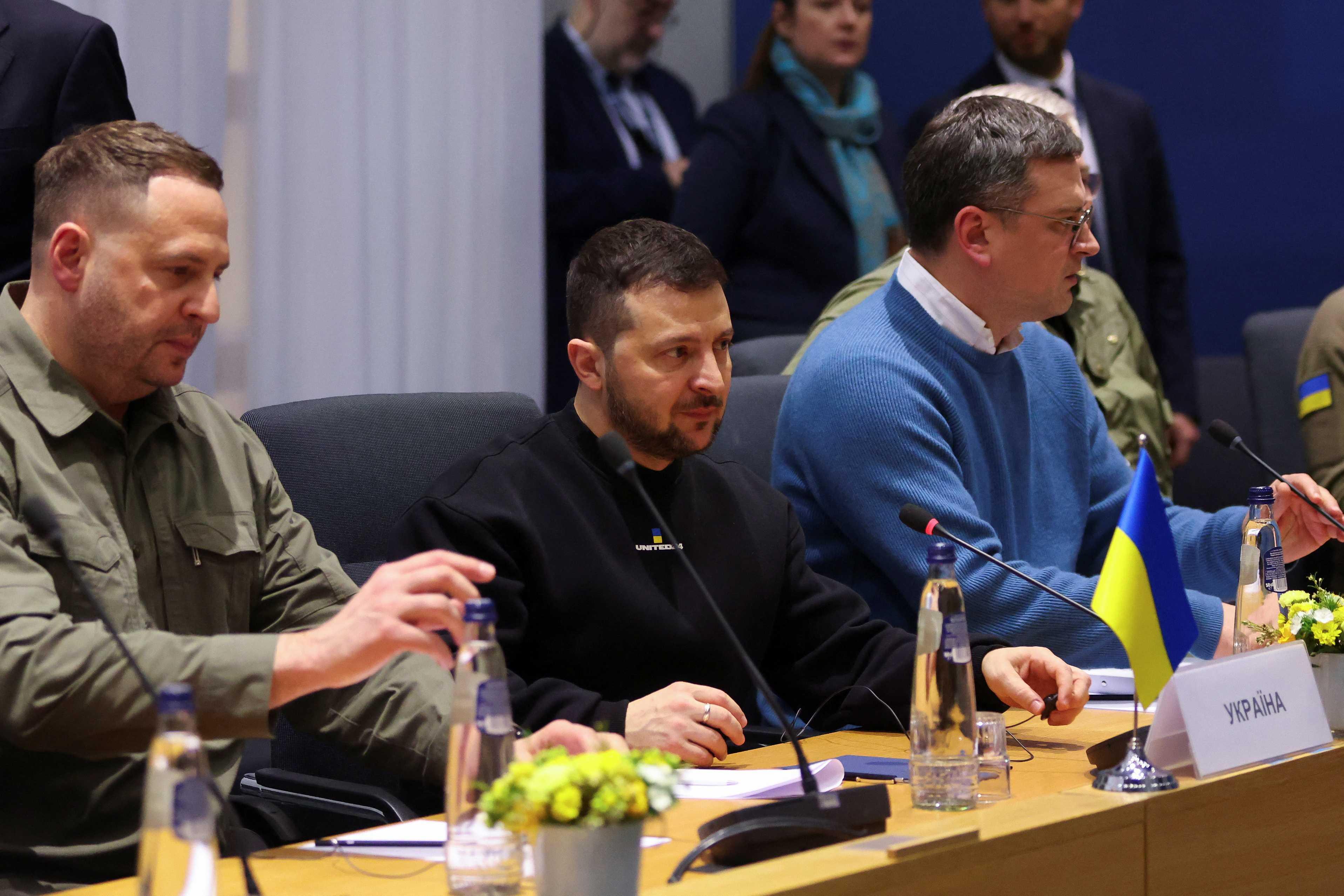 Ukrainian President Volodymyr Zelensky attends a bilateral meeting during the European leaders summit in Brussels, Belgium Feb 9. Photo: Reuters