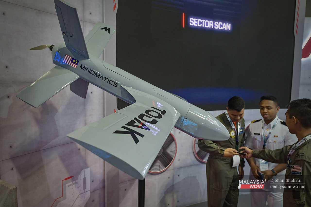 The Todak 'Kamikaze' drone, a self-destruct ammunition drone developed by Malaysia. It is the country's first product aimed at precise attacks on targets.