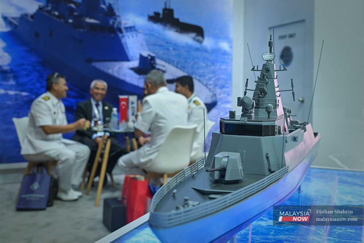 Replicas of Turkish-made multi-purpose attack craft on display.
