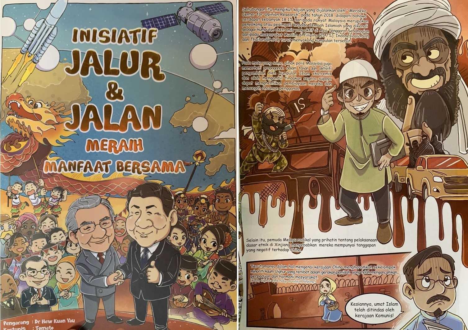 Kandungan buku komik karya Hew Kuan Yew yang menggambarkan umat Islam dipengaruhi elemen keganasan.