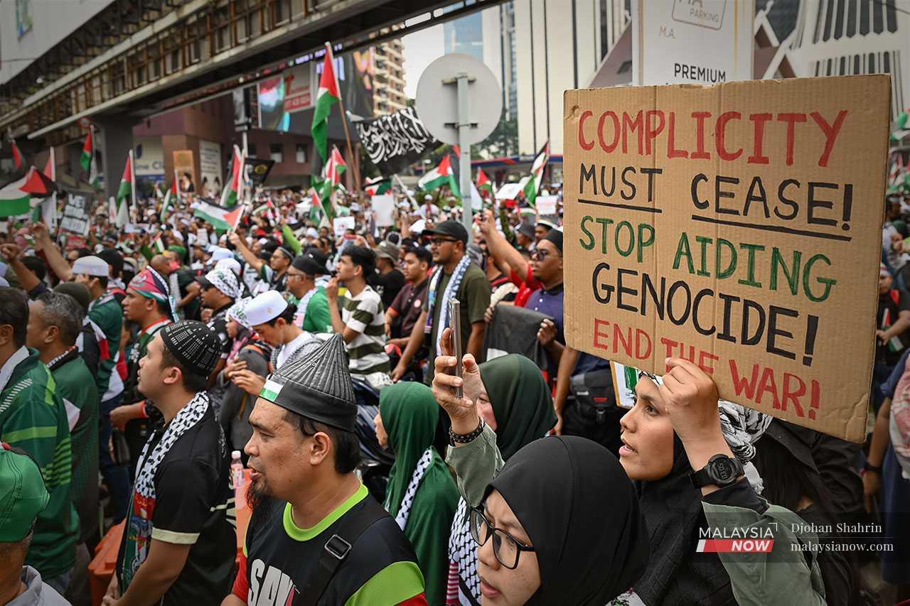 The message to the US government is loud and clear: stop aiding the Zionist regime in its genocide against the Palestinians.